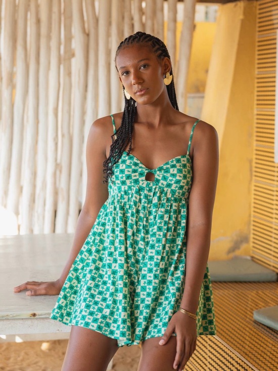Billabong Pants - Billabong Green Patterned Romper